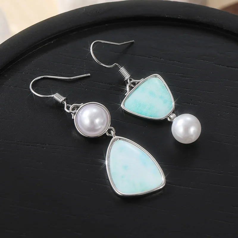 خمر بوهو مادة النحاس غير المتكافئة تقليد اللؤلؤ قلادة الأقراط، اليدوية المرأة البوهيمي نمط الأقراط #5