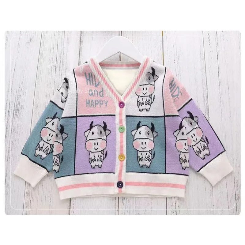 Girls Sweater Baby Girl Winter Clothing Spring Fall Cartoon Coat Children Sweater Leisure Cotton Clothing Female Child Clothes