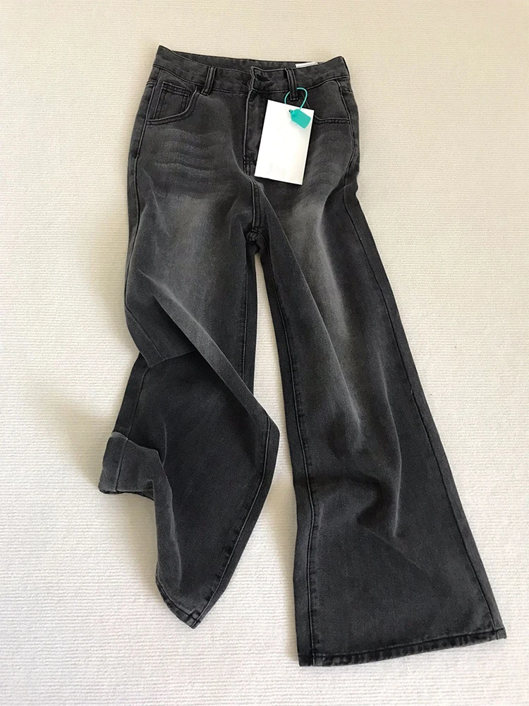 

Women's Black Gothic Baggy Jeans Harajuku Vintage Emo 2000s Y2k Denim Trouser High Waist Wide Cowboy Pants 90s Aesthetic Clothes