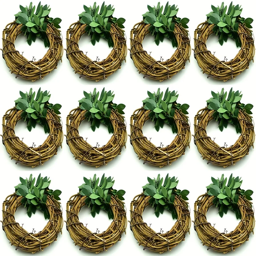 12Pcs Wholesale Exquisite Table Decorations, Including Realistic Plastic Vine Napkin Rings.