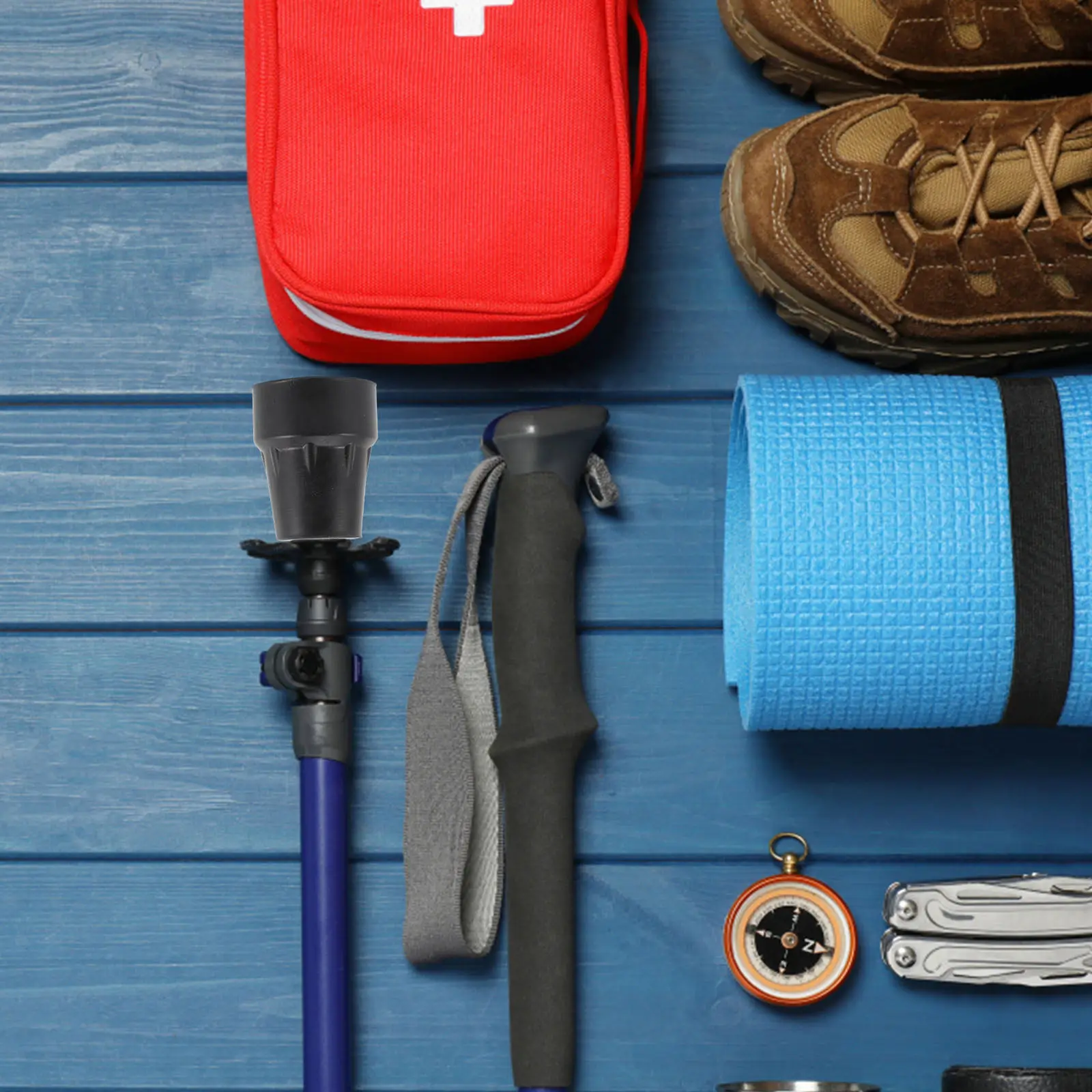 Trekking Pole Tip Replacement Rubber Foot Protector Anti-Skid Wear-Resisting Walking Stick Cover for Hiking