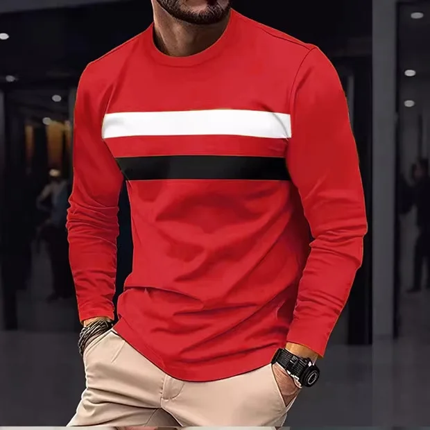 Neues Herren-Langarm-T-Shirt mit lässigem Rundhalsausschnitt, ein Must-have für den Alltag im Frühling und Herbst, modisches Herren-Party-Shirt ﻿ – Detail 13