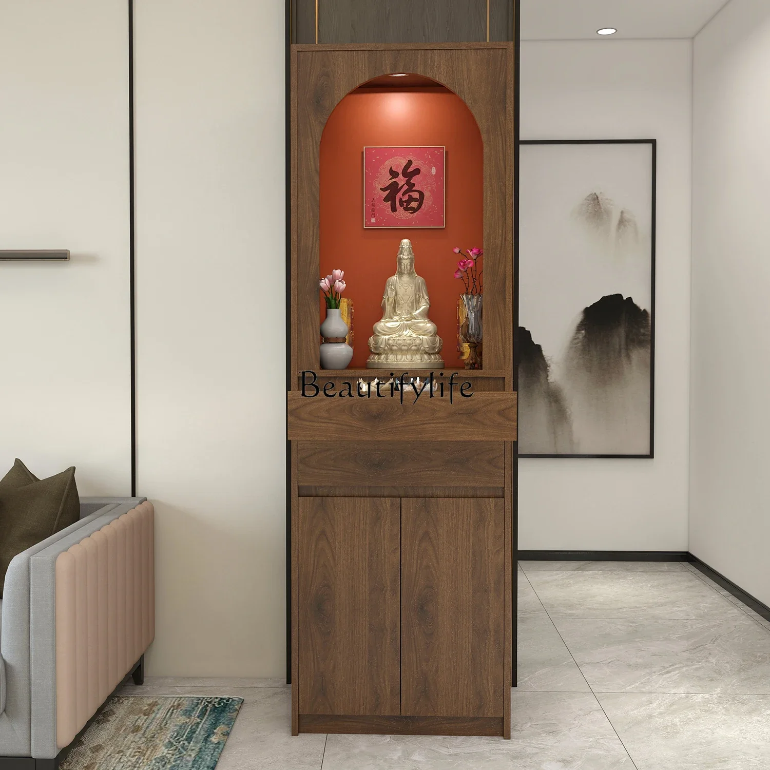 

P12Buddhist niche stand cabinet small teacher-specific table simple ancestor bodhisattva hall