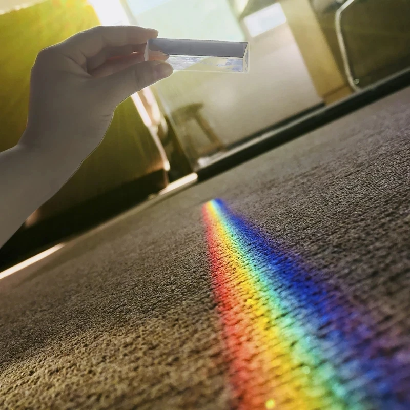 Prisme triangulaire en verre arc-en-ciel, capteur de soleil, expérience scientifique, prisme optique pour enfants, pour voir la réfraction de la lumière