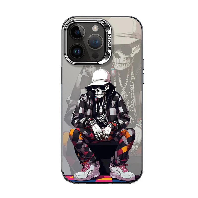 Funda protectora de Metal para IPhone 15 Pro Max, carcasa con estampado láser, dibujos animados, grafiti, Apple, 14, 13, 12