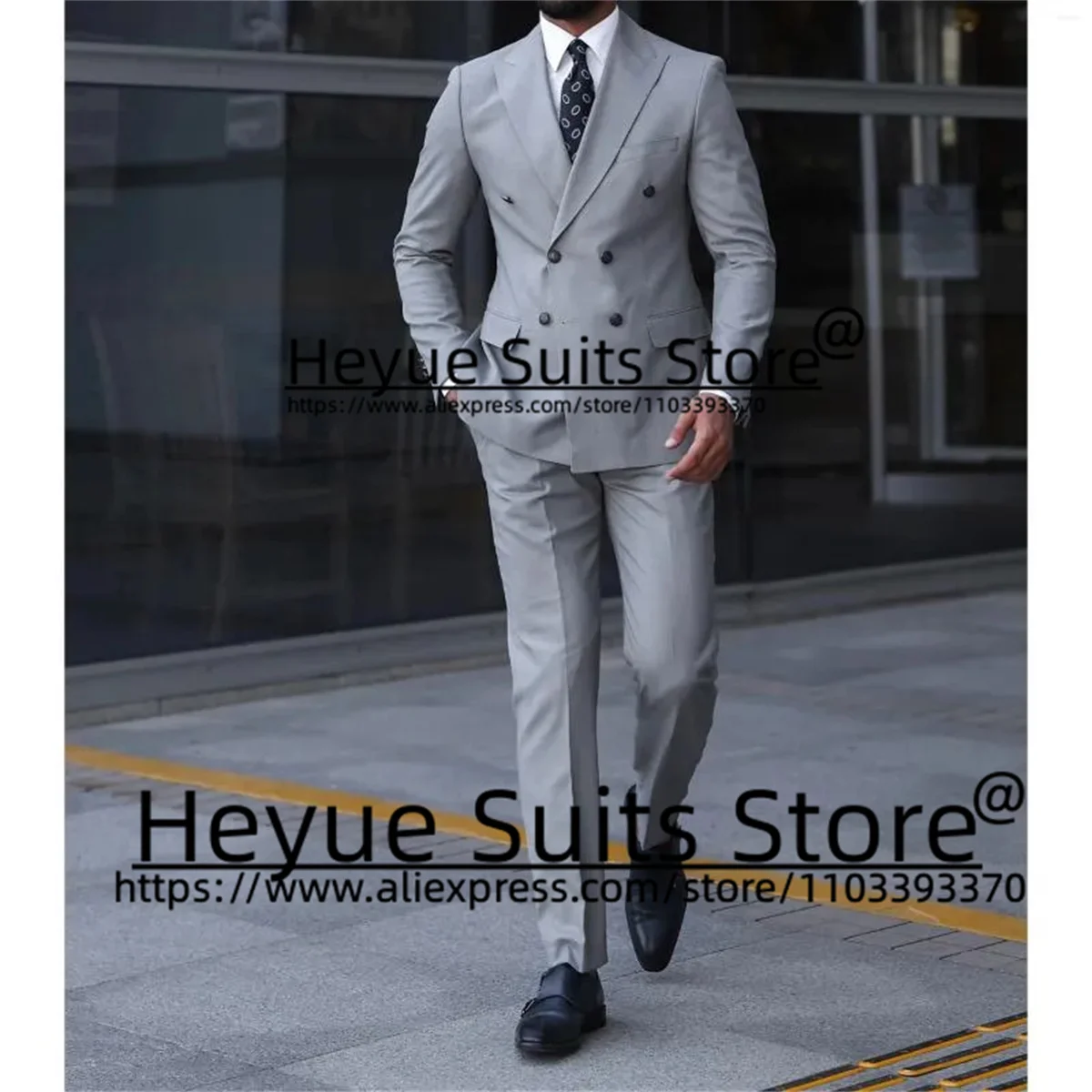 Abiti da uomo formali doppiopetto grigio Slim Fit Peak risvolto smoking da sposa sposo 2 pezzi set Business Blazer maschile Costume Homme