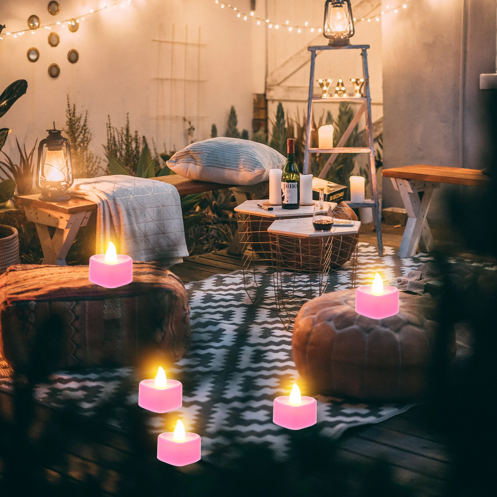 

24Pcs Heart Shaped Electric Lamp Romantic LED Light for Safe and Practical Scene Adornment Small Electric Lamp