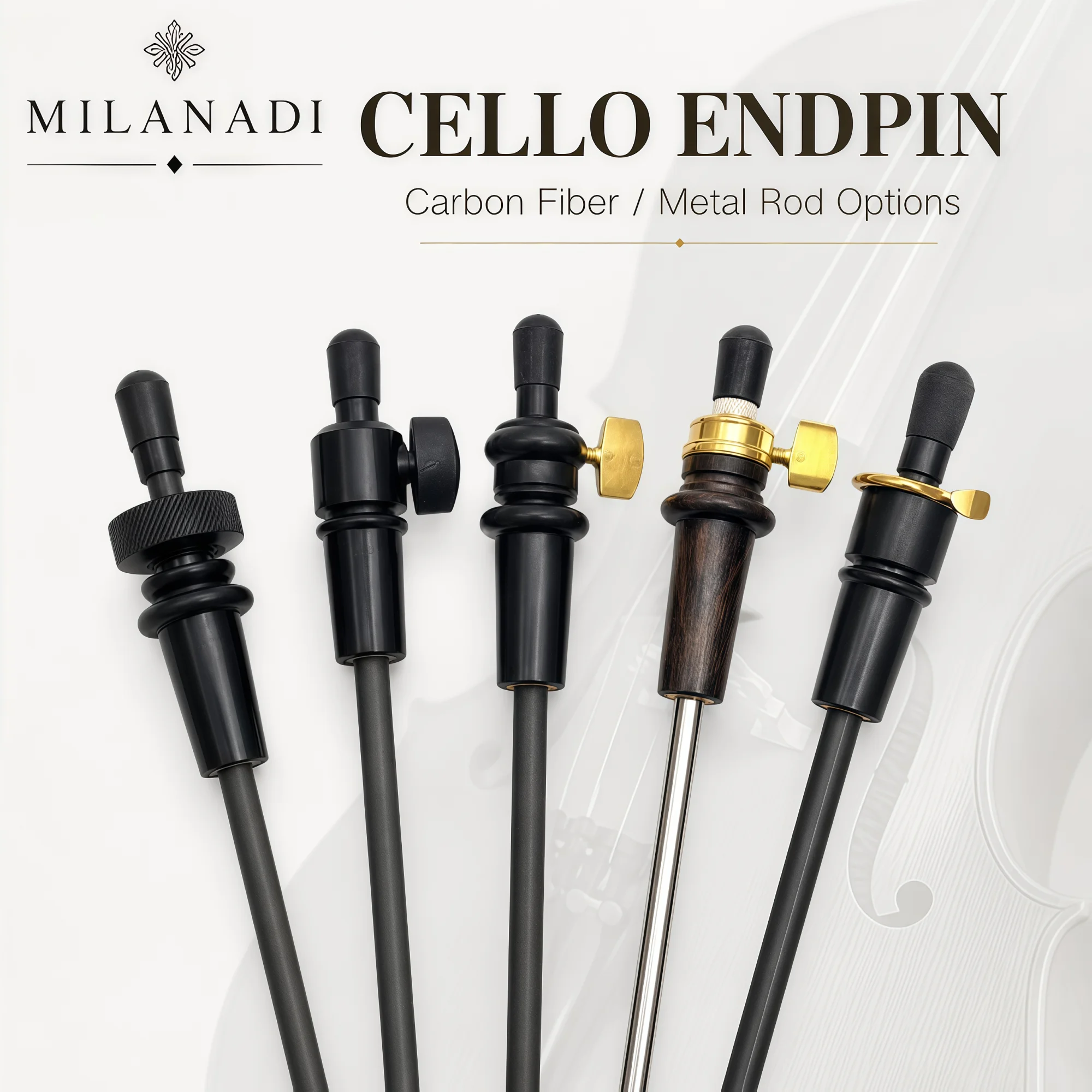 1pcs Scalable Carbon Fiber Cello End Tail 4/4 3/4 1/2 1/4 Stretch Shrink Freely Ebony Endpin, Cello Accessories
