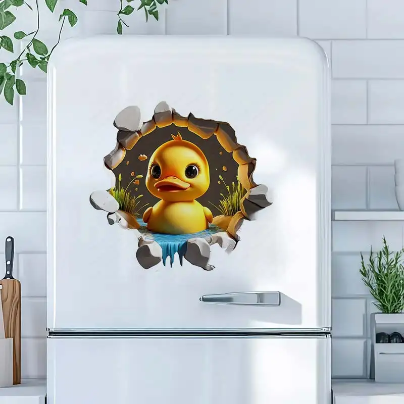 Cute Duck Wall Sticker Kids Room Decor Bathroom Toilet Living Room Decor Cabinet Refrigerator Home Decor Decals S476