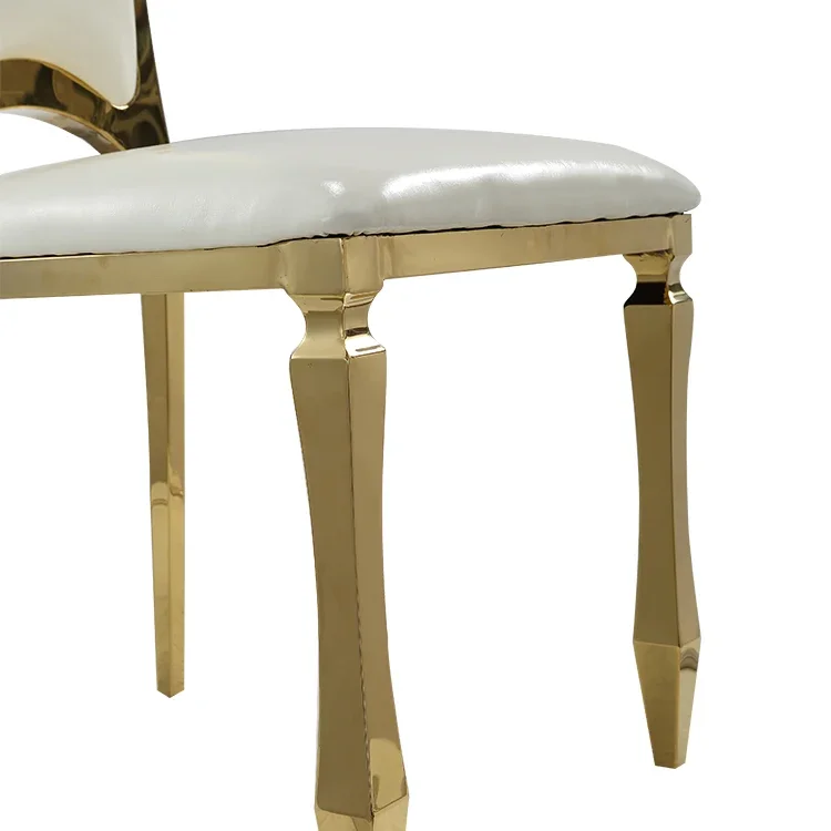 كراسي ذهبية اللون كراسي طعام من الفولاذ المقاوم للصدأ لاستقبال الزفاف #5