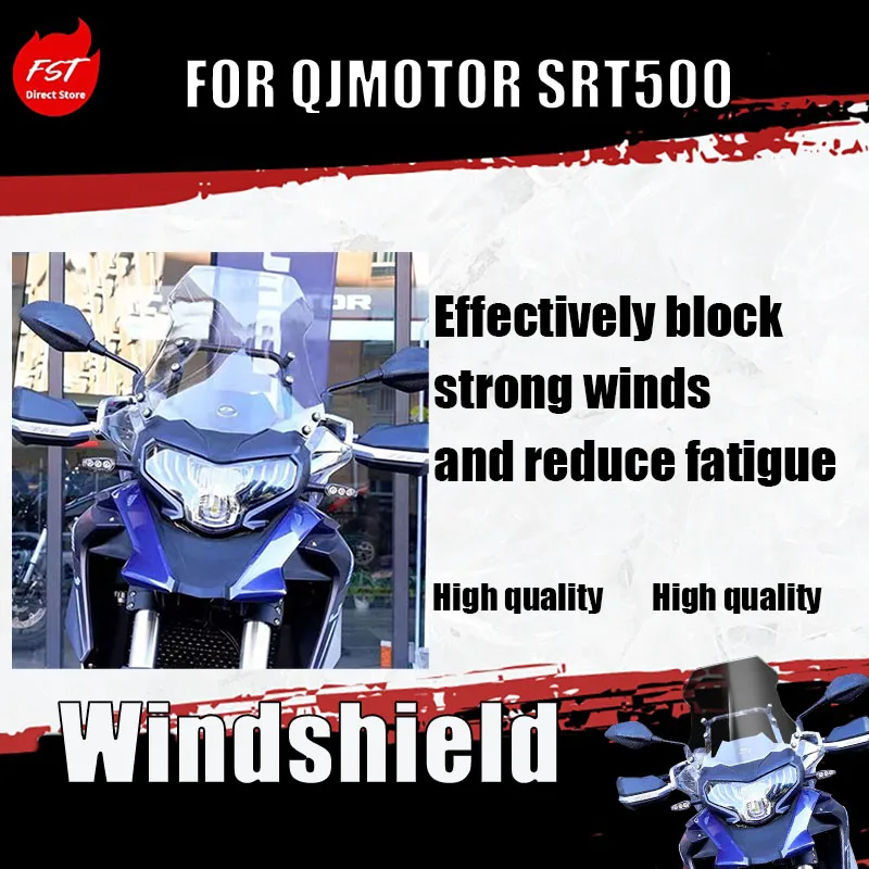 For QJMOTOR SRT500 windscreen motorcycle modified windshield with transparent and elevated front windscreen panel