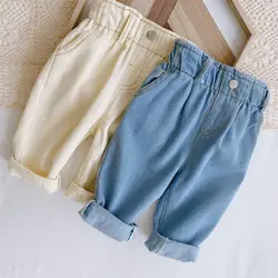 New Cotton Jeans Spring Autumn Baby Girls Boys Jeans Pants High Waist Loose Style Outwear Jeans Children's Clothing 0-4Y