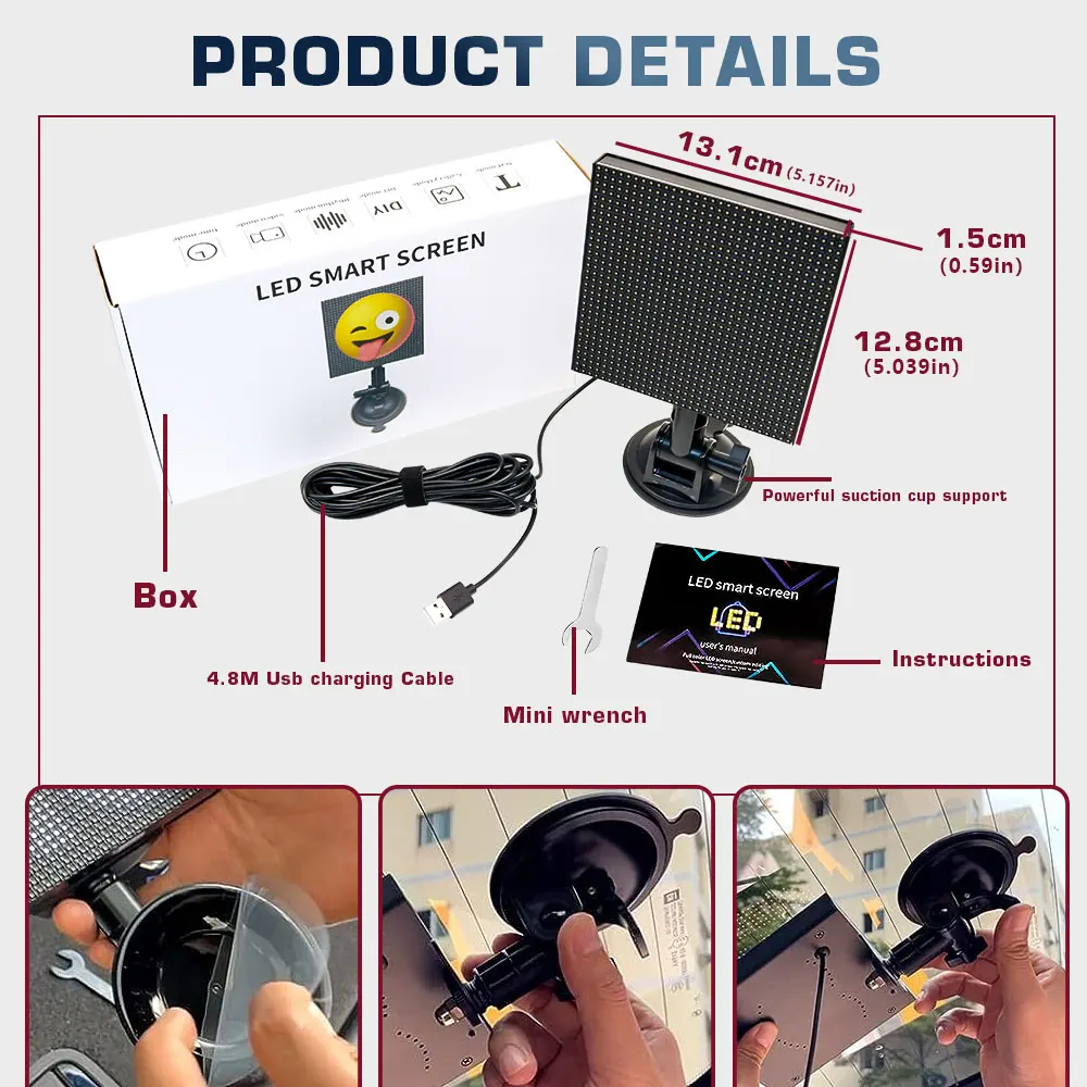Pixoo-Max Pixel Display, APP Cellphone Control Display with 32 X 32 Programmable LED Screen for car shop Home Decoration