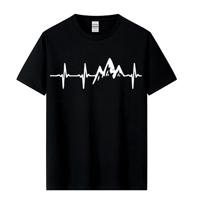 Mountain Heartbeat T-Shirt Fashion Funny Birthday 100% Cotton Short Sleeves T Shirts Causal O-neck Tops Tees Hip Hop