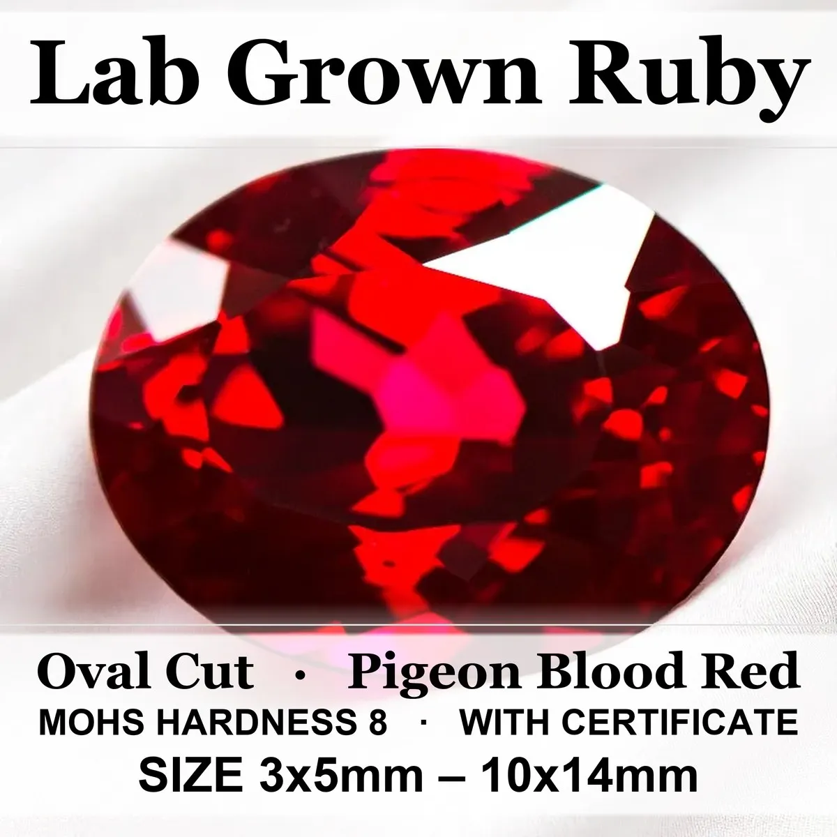 Lab Grown Ruby Pigeon Blood Red Multiple Sizes Oval Shape Gemstone With Certificate For Earring Pendant Jewelry Making
