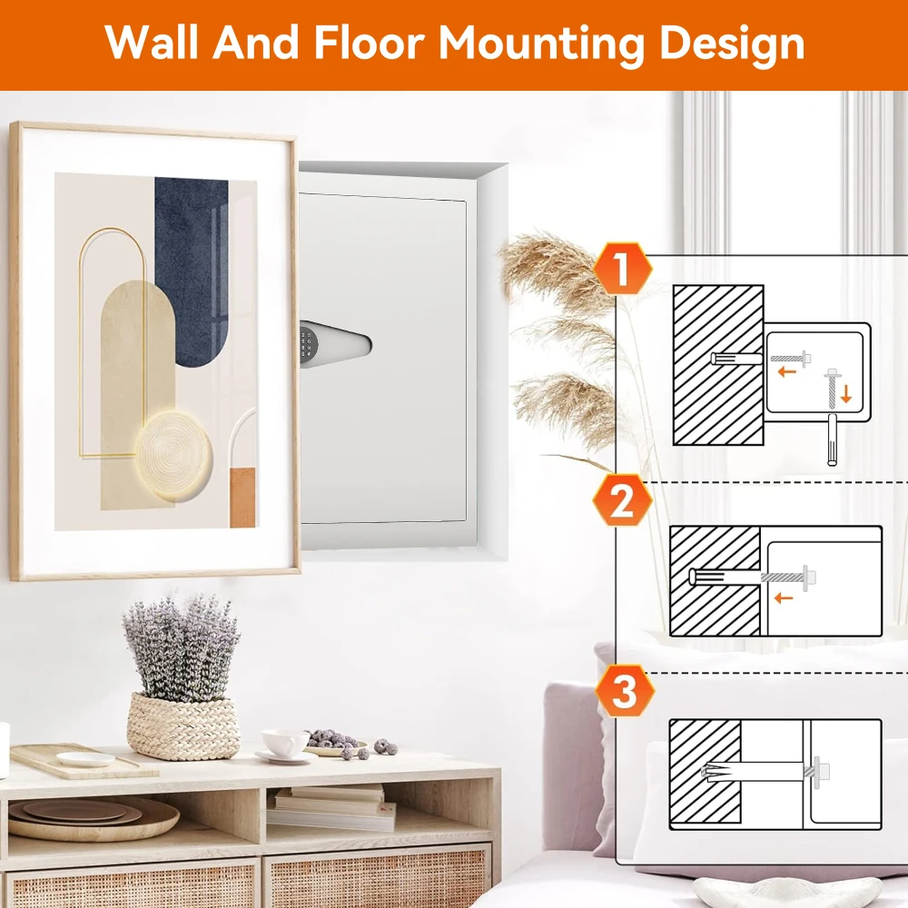Digitale wandverborgen kluis Plat elektronisch staal, toetsenbord Thuis of zakelijk Zware wandmontage Veilig om geld te beschermen, sieraden