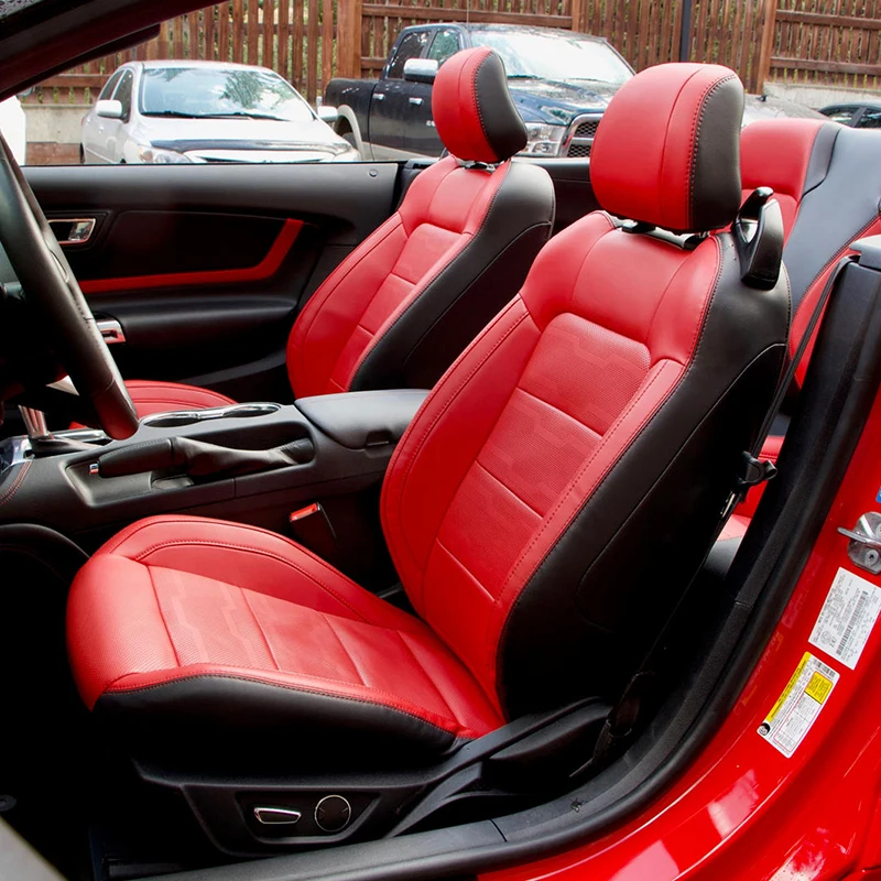 

Full Set Original Custom Fit for 2015-2024 Mustang Convertible Car Seat Covers Leather Waterproof Vehicle Cushion Cover