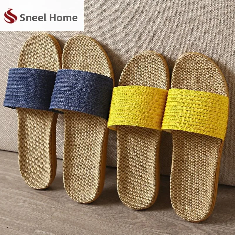 

Linum Summer Indoor Slippers Cotton Linum Men's Anti-slip Thi Bot Breathable Casual Slippers for Couples Home Wear