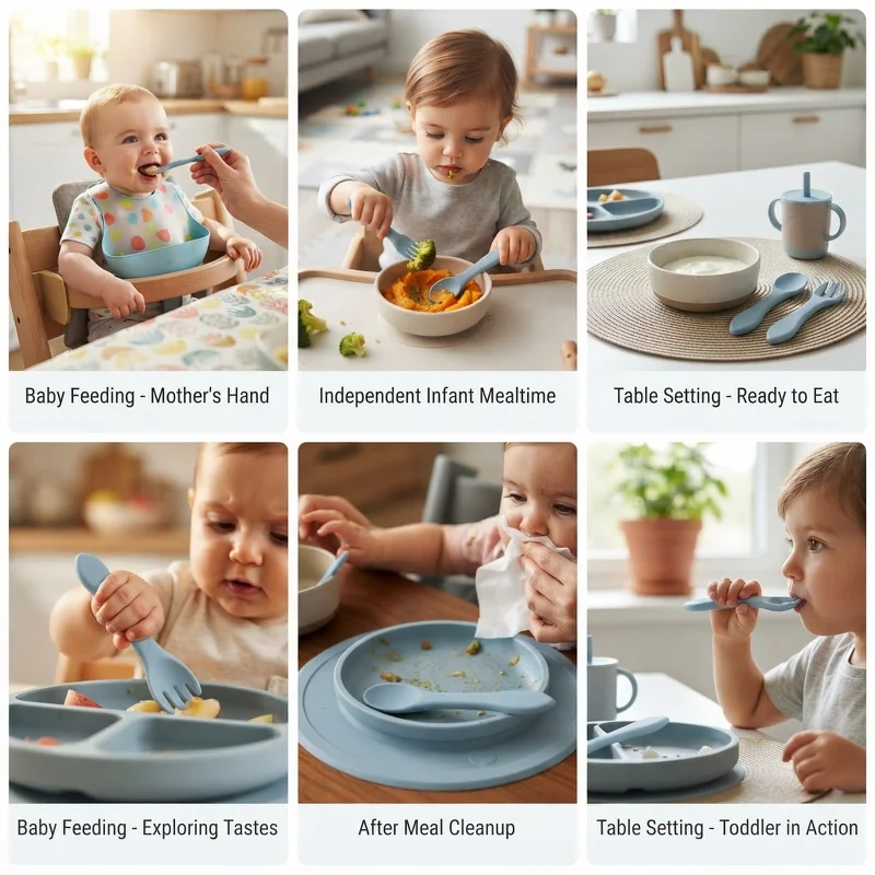 Juego de tenedor y cuchara de - Baby Food Utensils Set reseña y precio