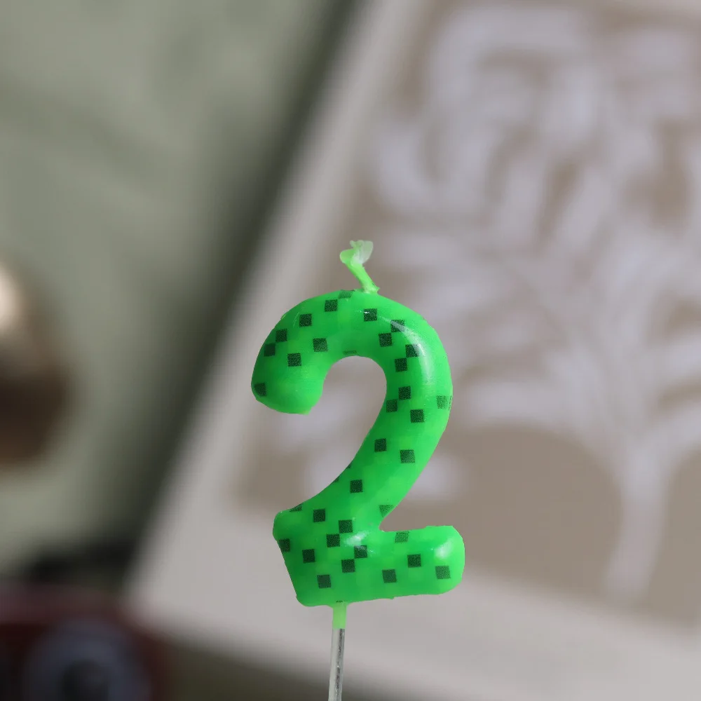شموع فسيفساء خضراء أرقام 0-9 زينة كعكة عيد الميلاد للأطفال والكبار مستلزمات حفلات المهرجانات نمط كتلة شموع عيد الميلاد