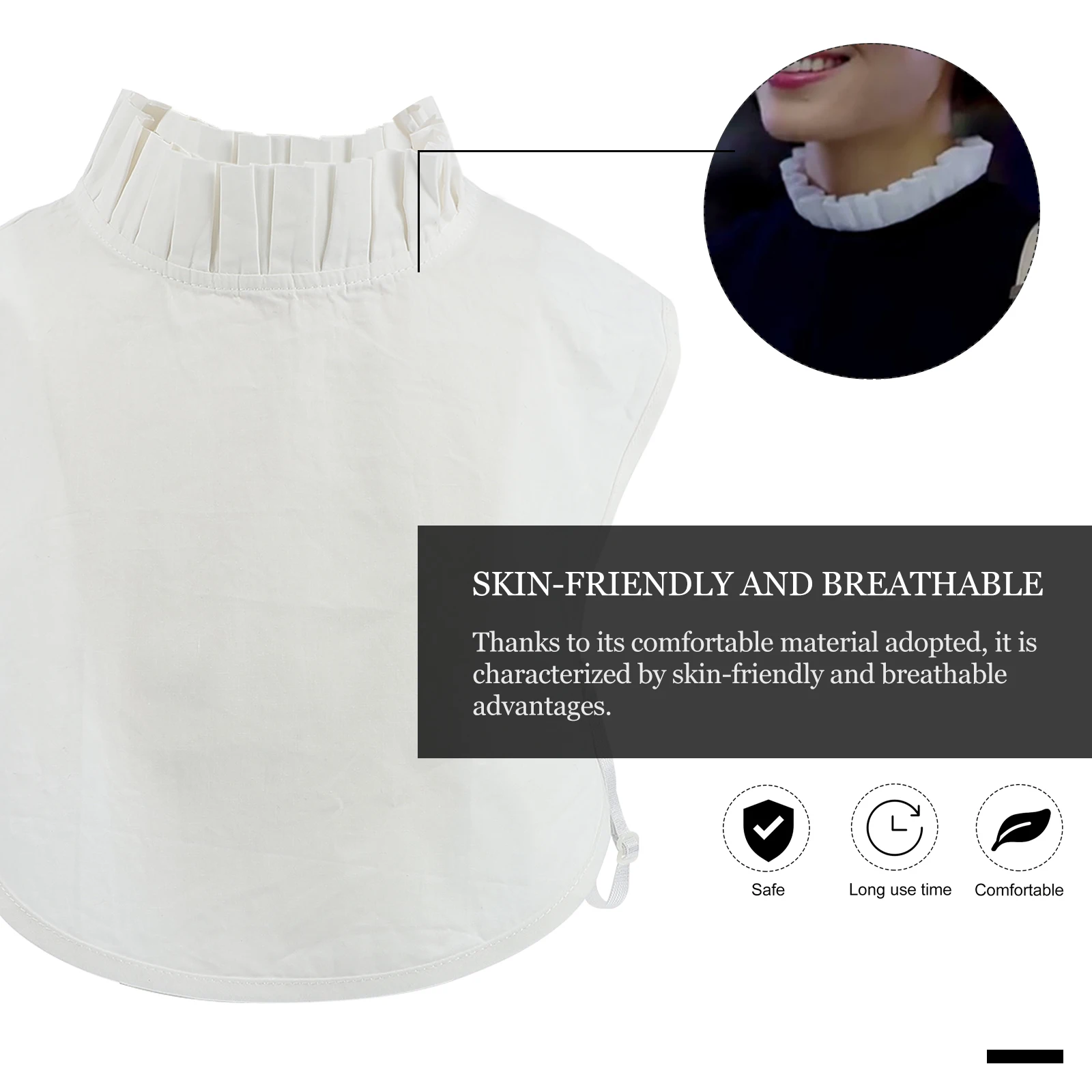 1 قطعة حافة خشبية وهمية طوق للنساء أنيقة انفصال فو طوق تنفس مكتب ارتداء نصف قميص بلوزة الإكسسوارات شعبية