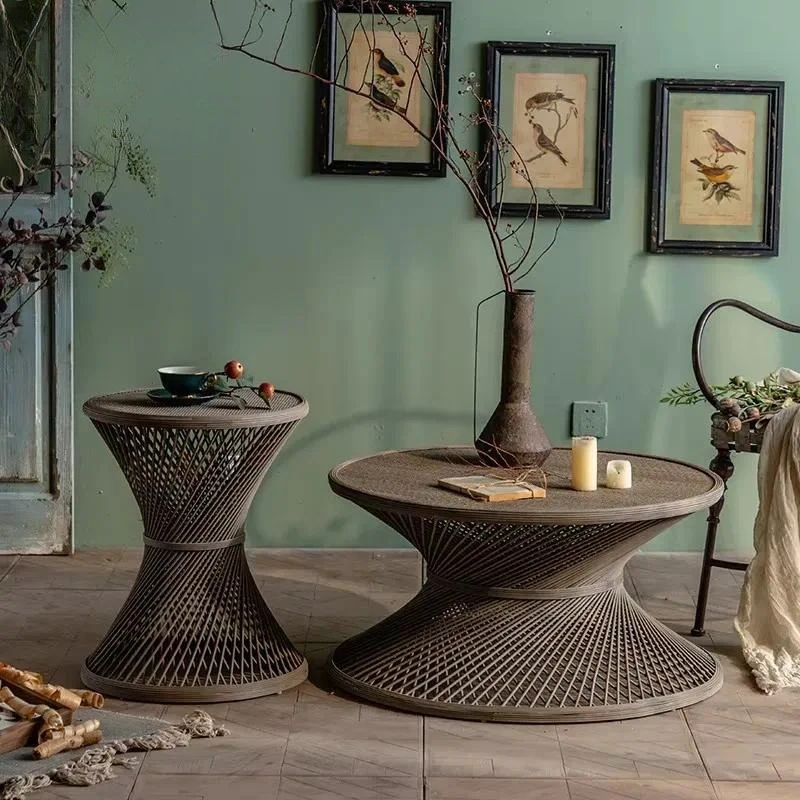 Japanese Style Round Coffee Table Small Living Room Hotel Lobby Modern Simplicity Bamboo