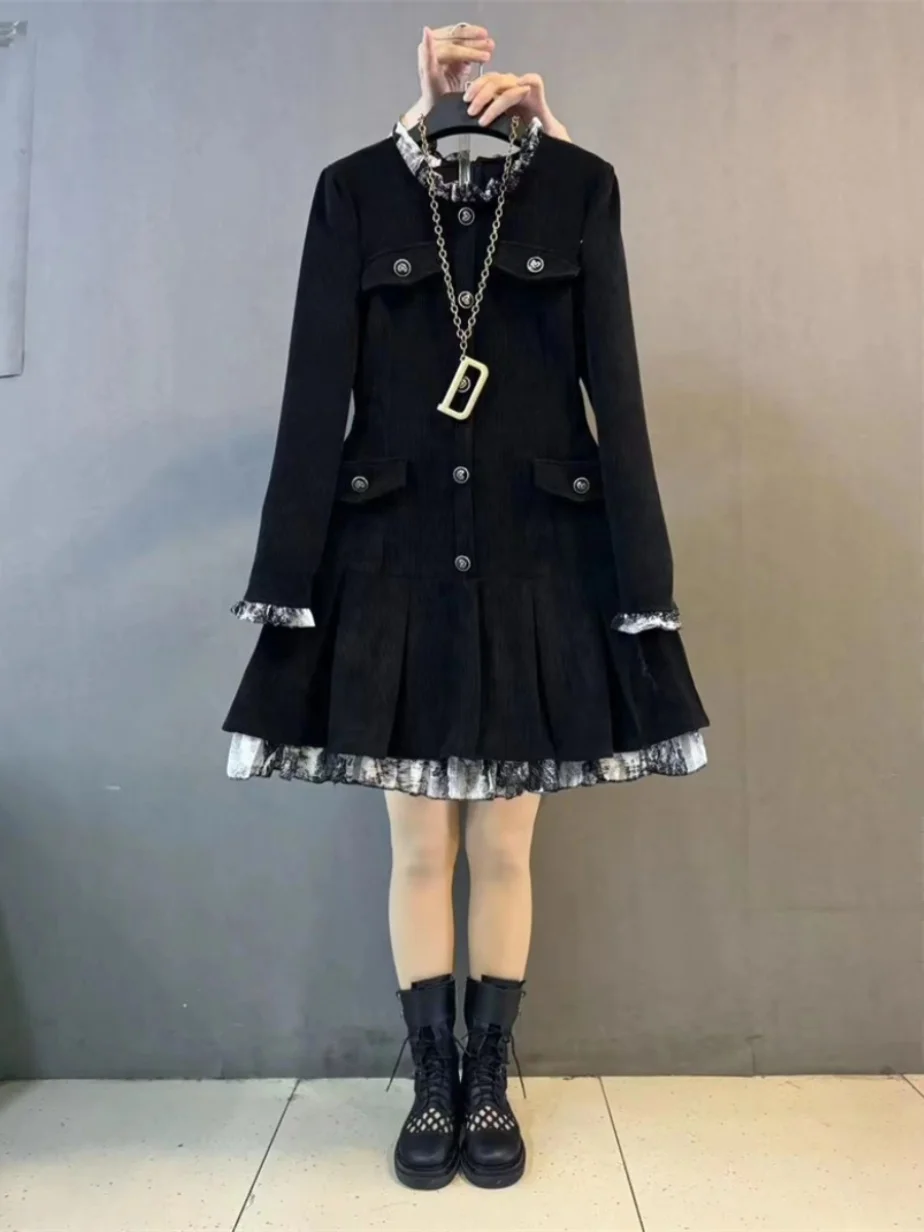 

Ele, дизайн больших размеров, платье для похудения, закрывающее живот, платье, осень-зима, роскошная женская повседневная юбка