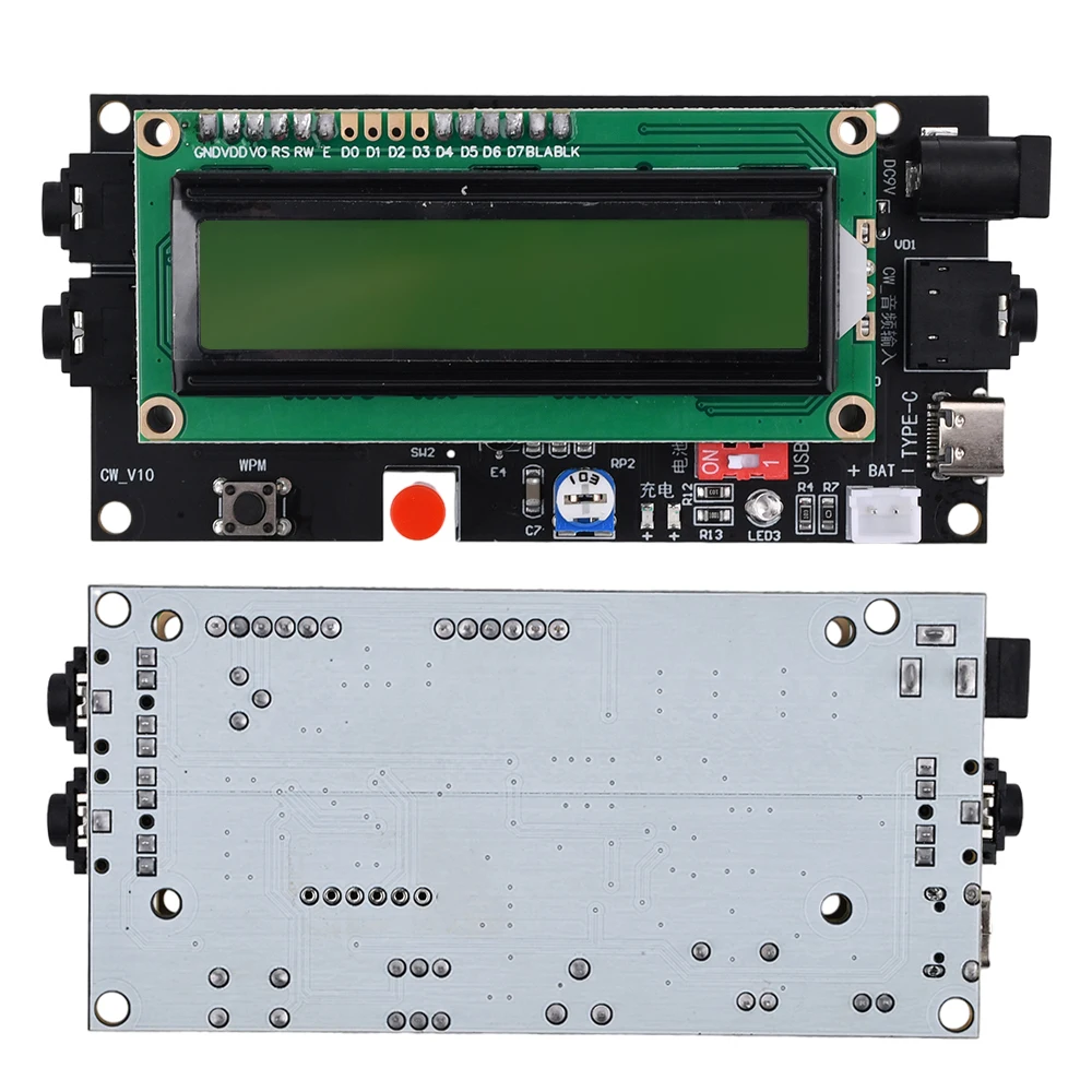 Dekoder kod morse\'a czytnik szynka dekoder dekoder dekoder dekoder dekrowy szynka moduł niezbędny wyświetlacz LCD1602 DC 5-12V 500mA typ-C 5V 3.7V