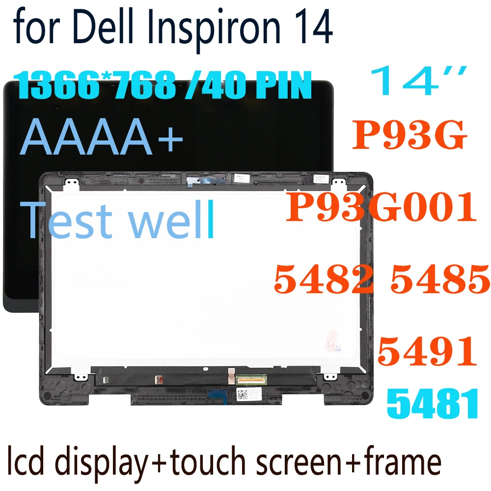 

14" HD LCD for Dell Inspiron P93G P93G001 5482 5485 5491 5481 LCD Display Touch Screen Digitizer Assembly With Frame Replace