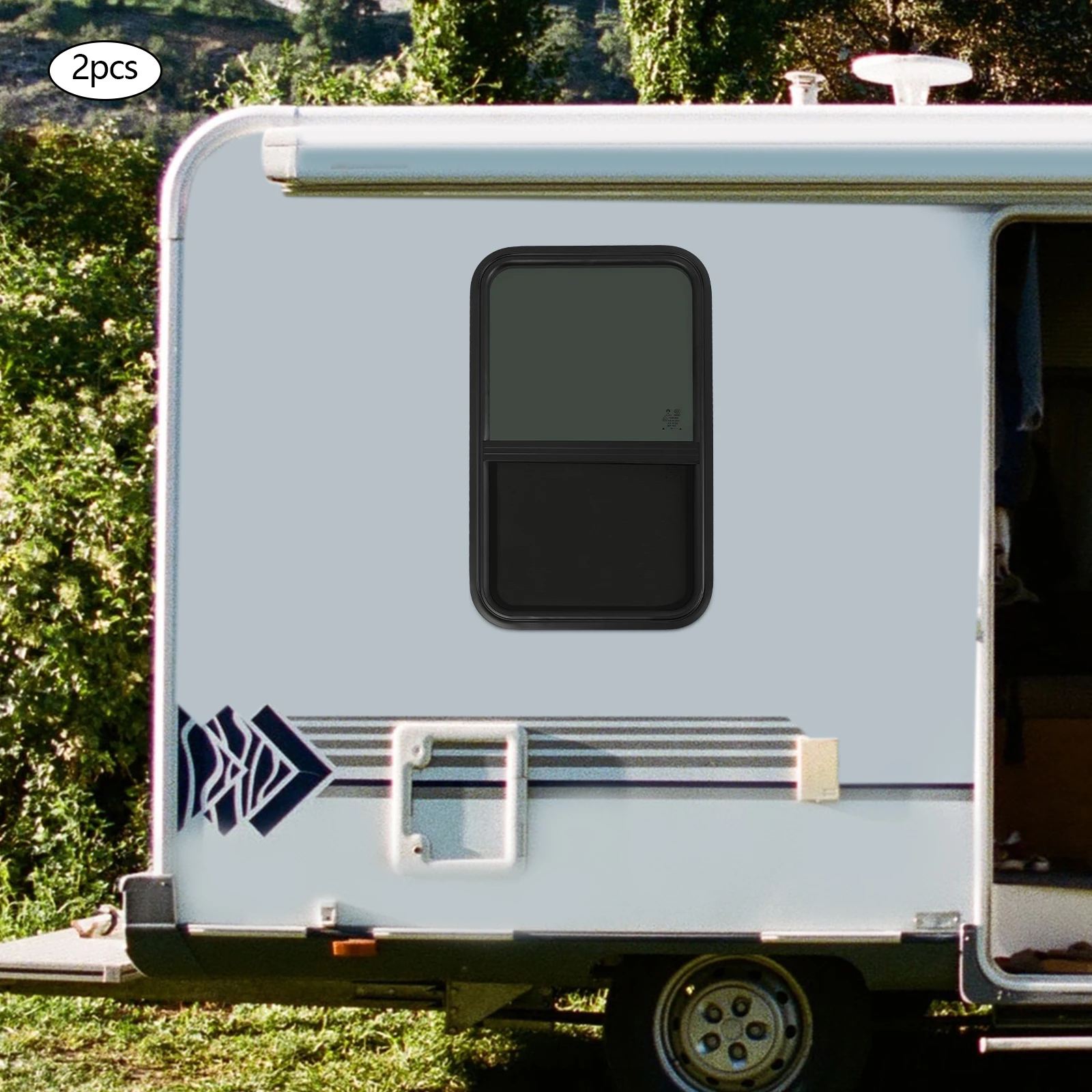 إطار من الألومنيوم لنافذة RV باللون الأسود مع شاشة مقاومة للطقس وسهلة التركيب لتحويل شاحنة مقطورة التخييم