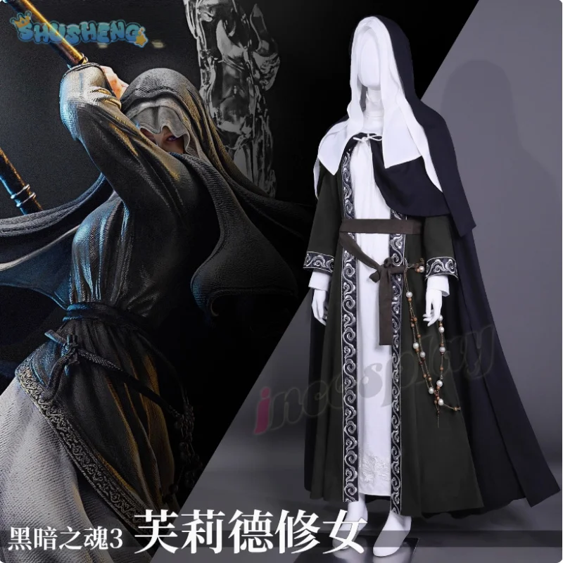 

Game Dark Souls Ⅲ Sister Friede Cosplay Costume Cloak headwear outerwea scarf prop set Halloween men women new fantasy uniform