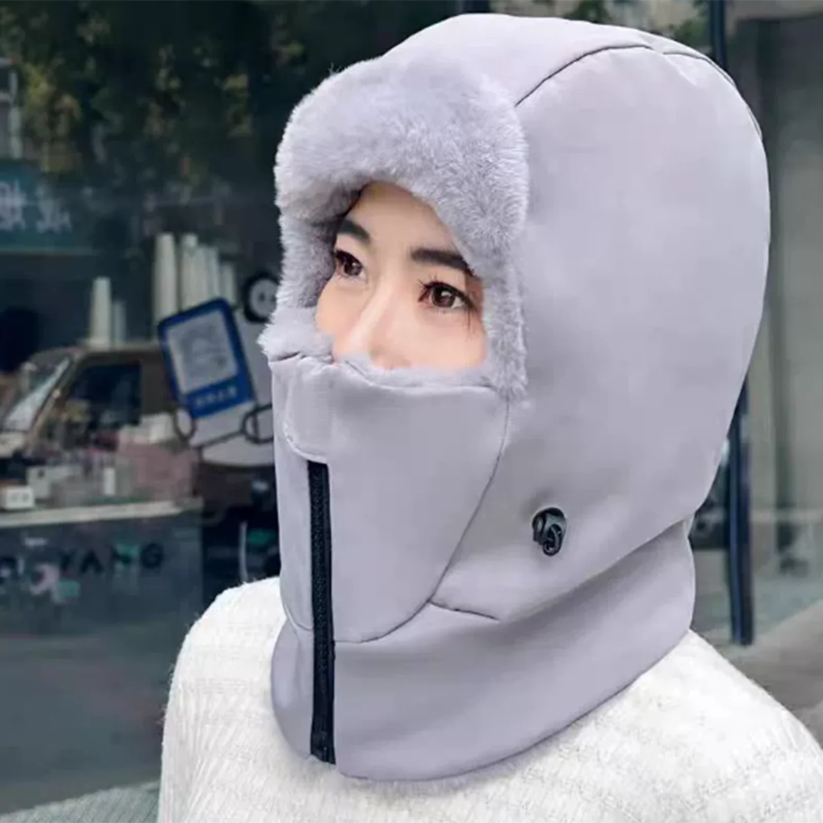 

Scarf Hats For Women Ear Protection Hooded Neck Wrap With Scarf And Masque Thick Fleece Brim Winter Hats For Men Kids Winter