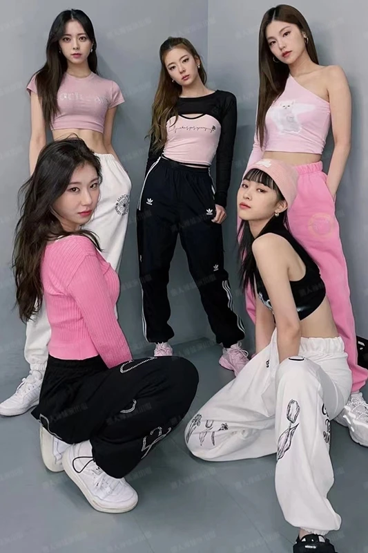 Korean ITZY Kpop Outfit Idol Women Jazz Dance Stage Wear Crop Top Festival Clothing Rave Concert Outfits Hip Hop Clothes