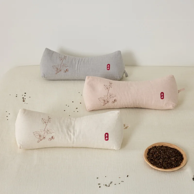 neck buckwheat hull cotton and linen triangular pillow buckwheat pillow herbal traction cervical spine pillow core