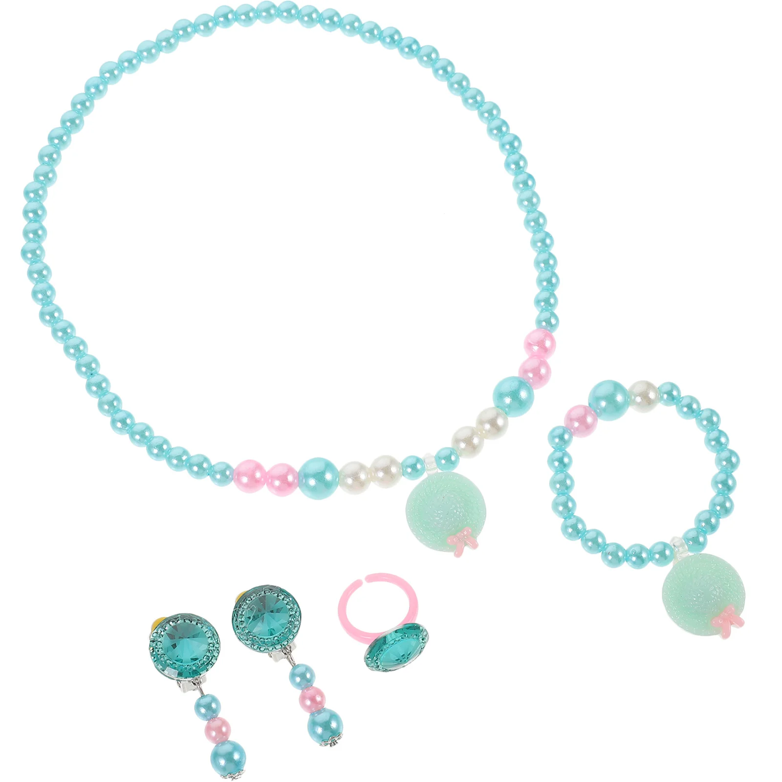 1 Zestaw Biżuterii dla Dzieci Lekki Komplet z Żywicy Modny Zabawny Unikalny Kształt Jasne Kolory Prezent dla Wesołej Dziewczynki Zestaw Biżuterii dla Dzieci