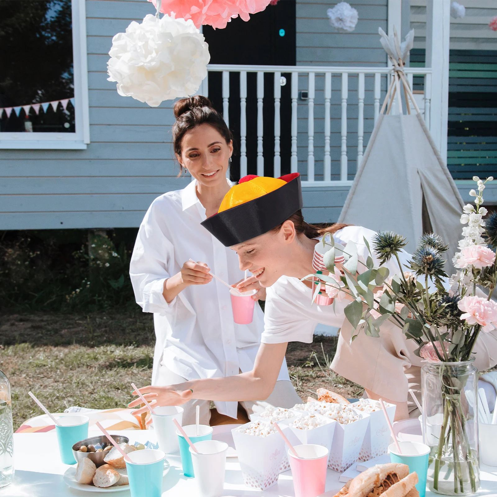 

Chinese Ponytail Hat Qing Royal Court Style Traditional Costume Accessory for Cosplay Party Performance Festival Decorative Hat