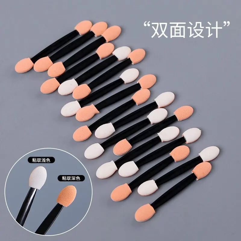 Applicateurs jetables d'éponge d'ombre à paupières double face, 50 pièces, avec récipient 7.5/6.5/3.5cm, pinceaux de fard à paupières, applicateur de maquillage