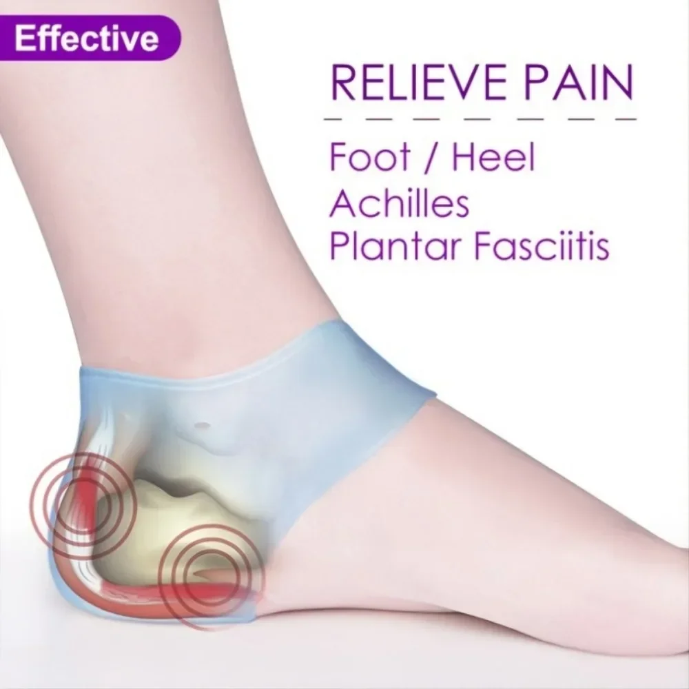 2PCS Achilleschmerzen Pediküre Werkzeuge Fersenkissen Gel Fersenschutz für Plantarfasziitis Sehnenscheidenentzündung Knochensporn Schmerzende Füße lindern