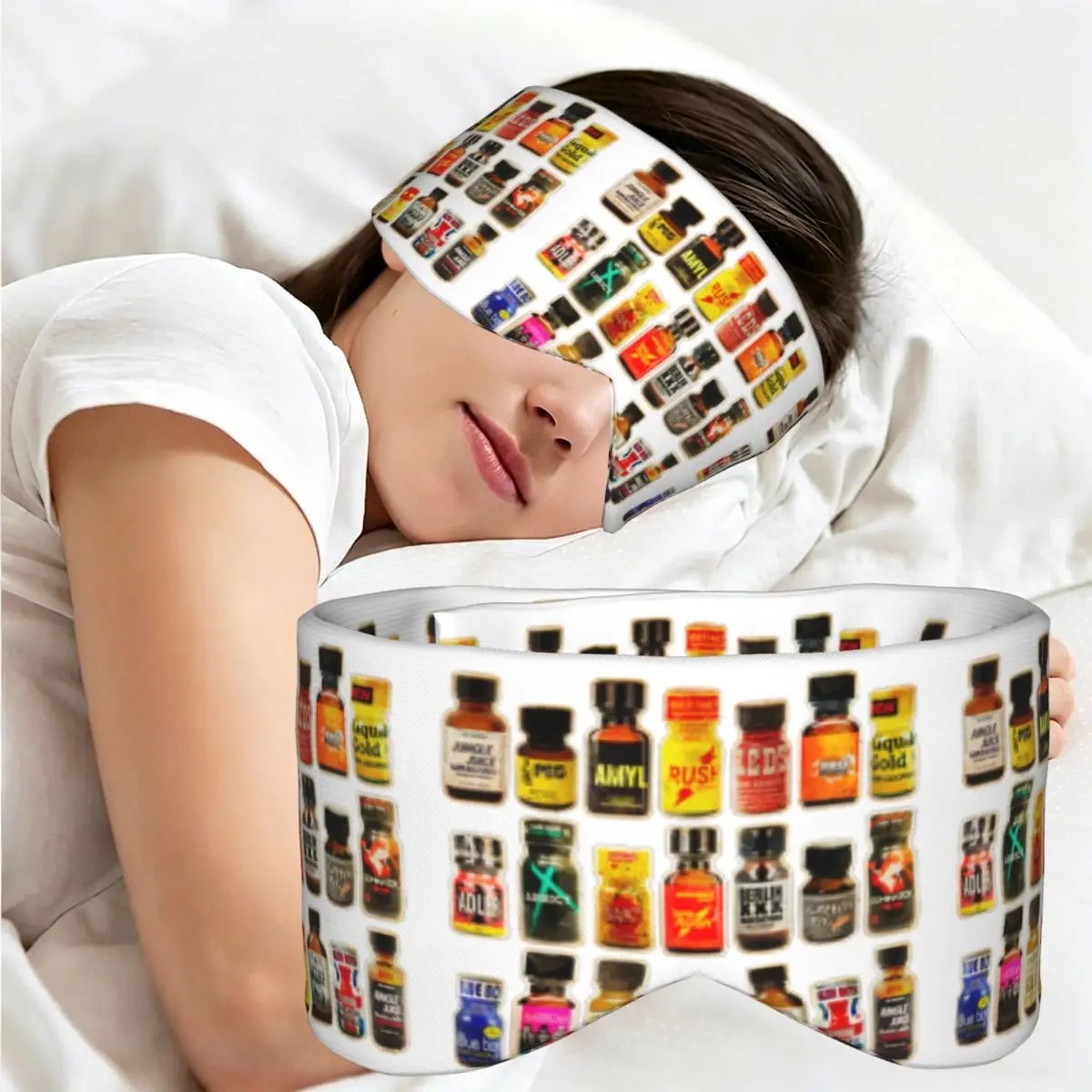 Poppers Bottles Gay Rush Jungle Juice Amyl Inhaler sleep eye mask Portable Eye Cover for Girls Boys Office Nap Eyeshade eyepatch