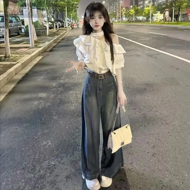 

Short Sleeve Shirts Womens Ins Style Mesh Pleated Pintuck Bat Sleeve Trendy Artistic Urban Student Youthful Blogger Trend