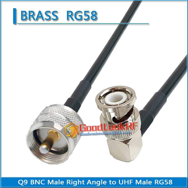 

PL259 SO239 UHF Male to Q9 BNC Male Right Angle 90 Degree Connector Pigtail Jumper RG-58 RG58 3D-FB Extend cable