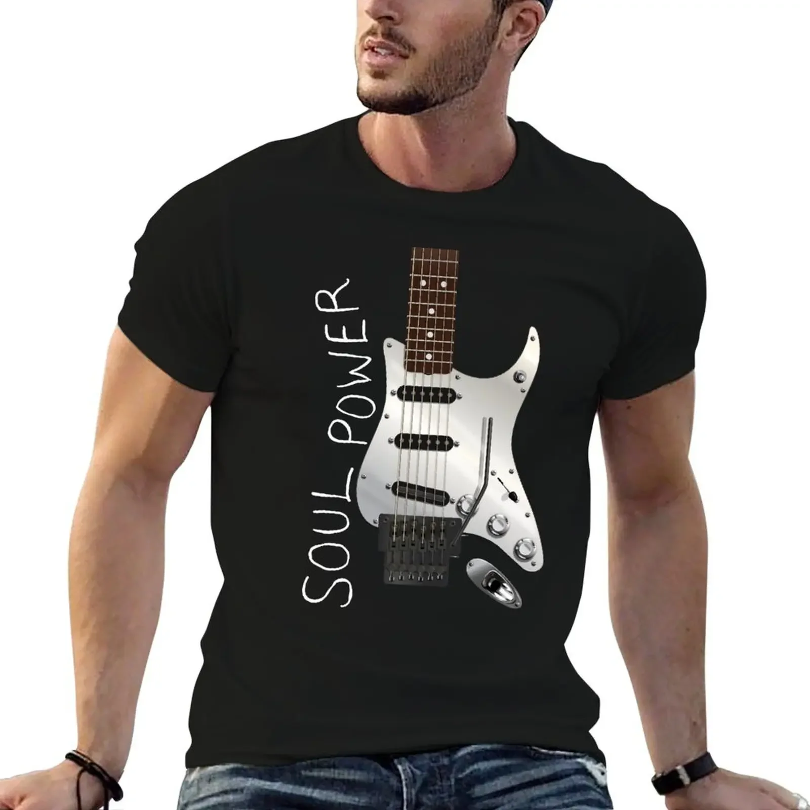 

SOUL POWER STRAT STYLE GUITAR DIGITAL ILLUSTRATION T-Shirt oversizeds oversized graphic tee new edition fitted t shirts for men