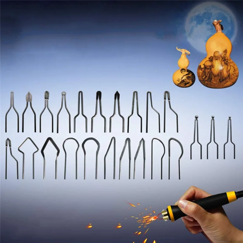 A53Q-30Pcs Wood Burning Kit,Wood Burning Tool,Nickel- Wire Pen Tip Wood Burning Tool Pen Tip Can Replace Accessories