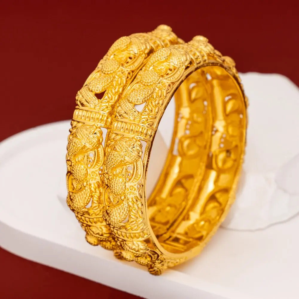 Luxury 24K 9999 Pure Gold real gold Dragon and Phoenix Wedding Opening Bracelet Women's Buckle Bracelet