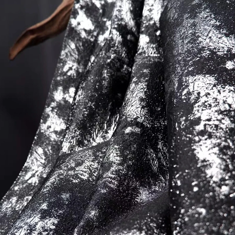 Chinese Style Black Vintage Jacquard Curtains Fabric for Sewing Home Hanfu Designer Creative Handmade Crafts Material