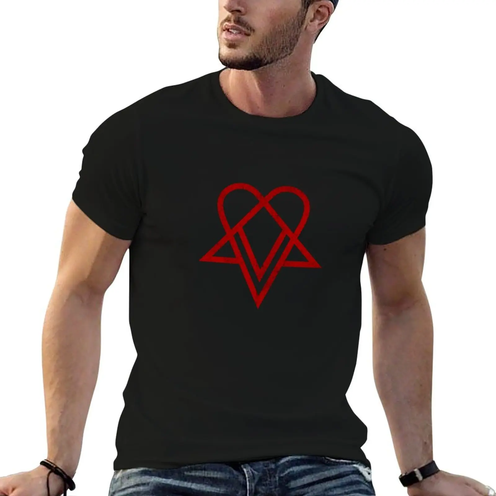 

Heartagram Him Band Logo Tee Heartagram symbol Ville Valo T-Shirt T-Shirt cotton t shirts man 100% funny t shirts cotton T-Shirt