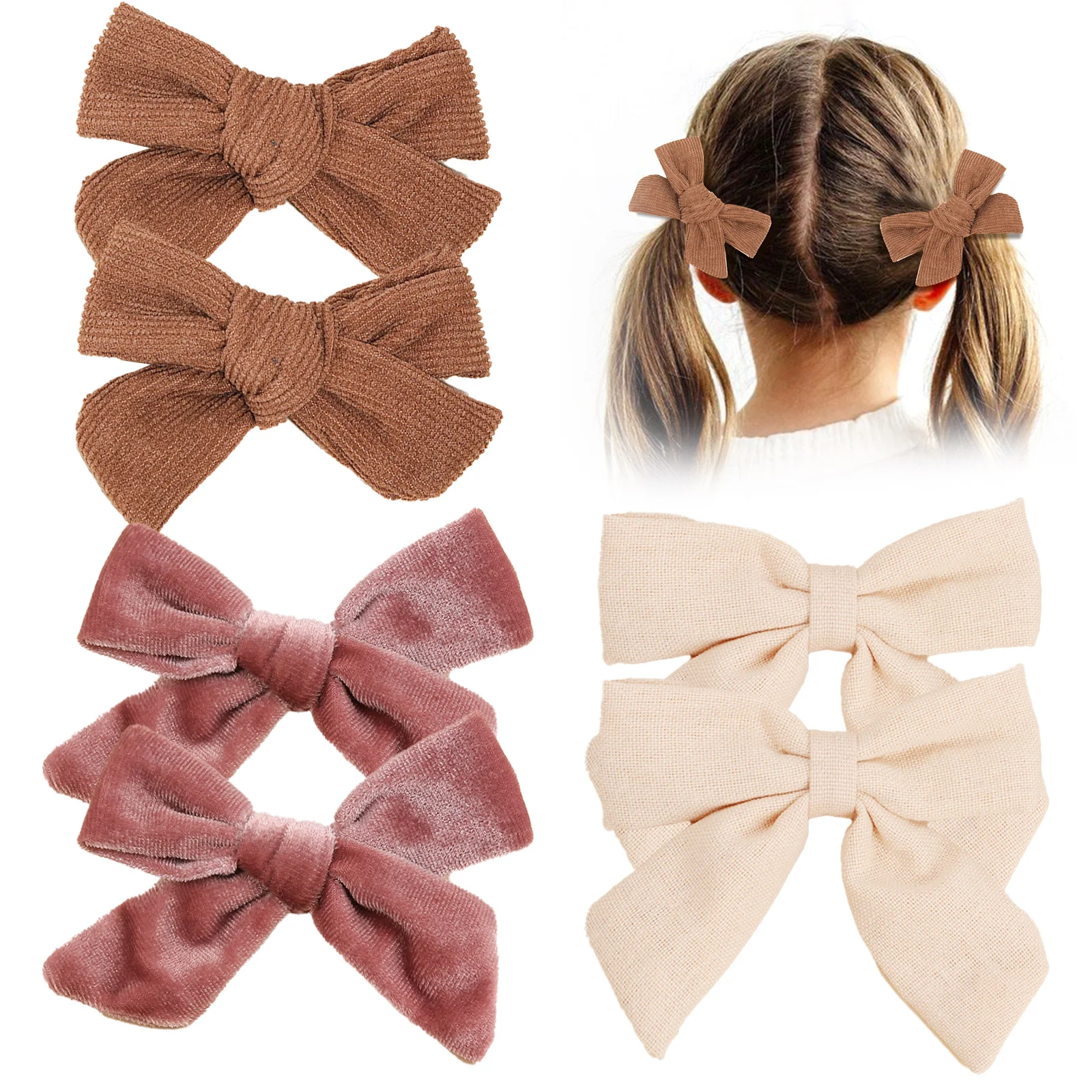 2pcs/set Solid Large Bows Hair Clips Handmade Bowknots Hairpins Children Boutique Barrettes Kid Fashion Hair Accessories Gift