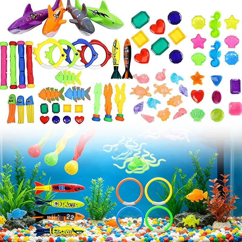 3-12PCS/Pack Various Float Diving Games Props Summer Fun Swimming Party Underwater Accessories Fish Diamond Chasing Supplies ZYF