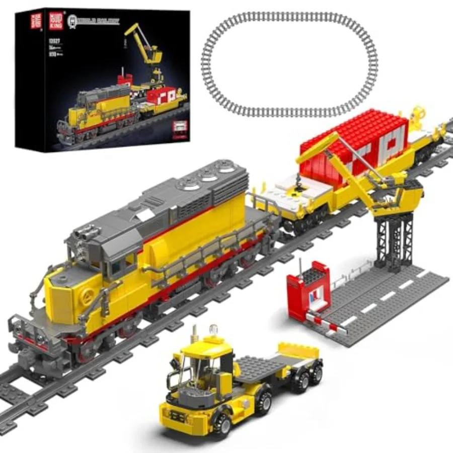 

12027 MOC Technology Remote Controlled EMD SD402 Diesel Locomotive Railways Train Building Blocks Set 1170 Piece with Rail Deli
