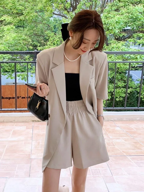 

Облегающий повседневный женский костюм, тонкий дизайн, летние брюки, комплект из двух предметов, комплект Ele Faionable ort Sve Suit Ensemble